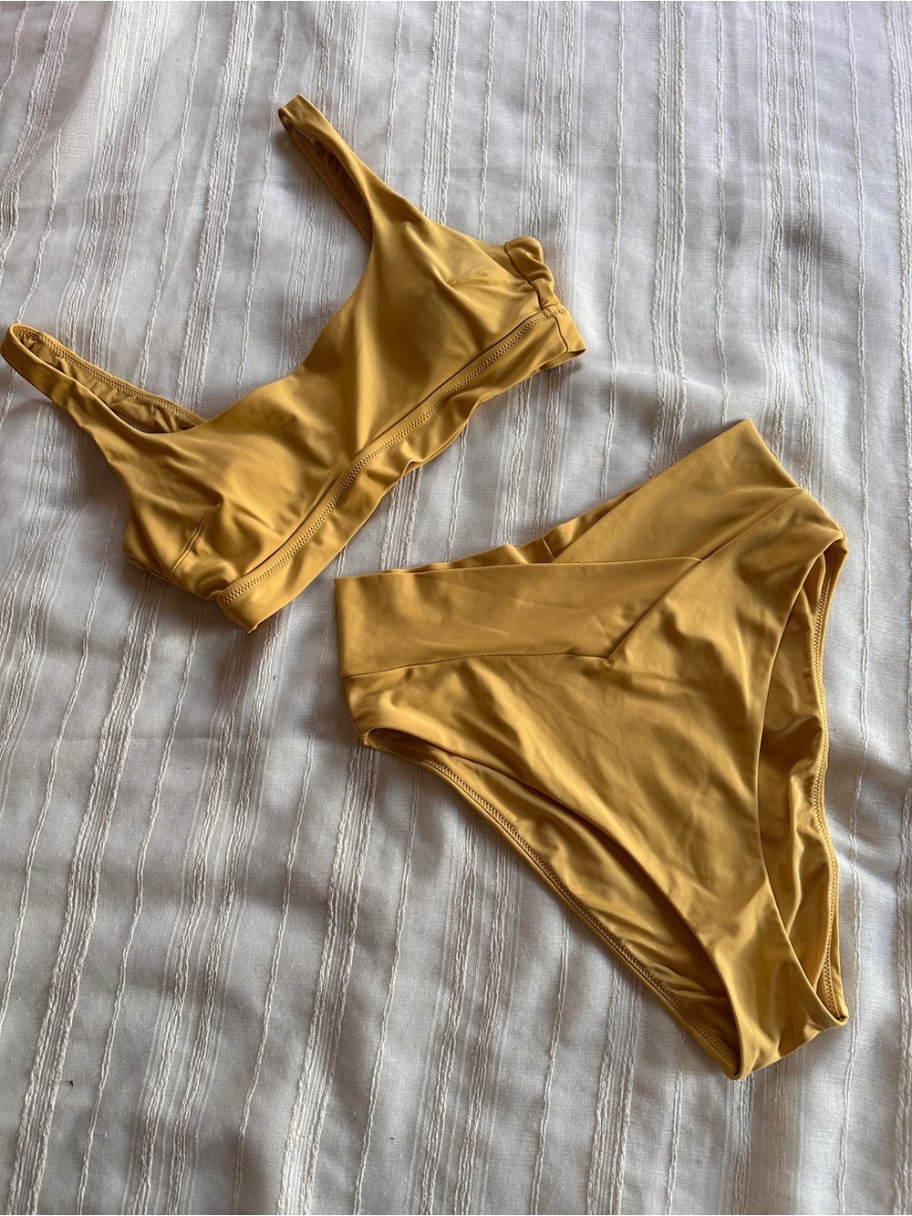 Aerie Mustard Bikini | High Cut Cheeky & Scoop Bralette M